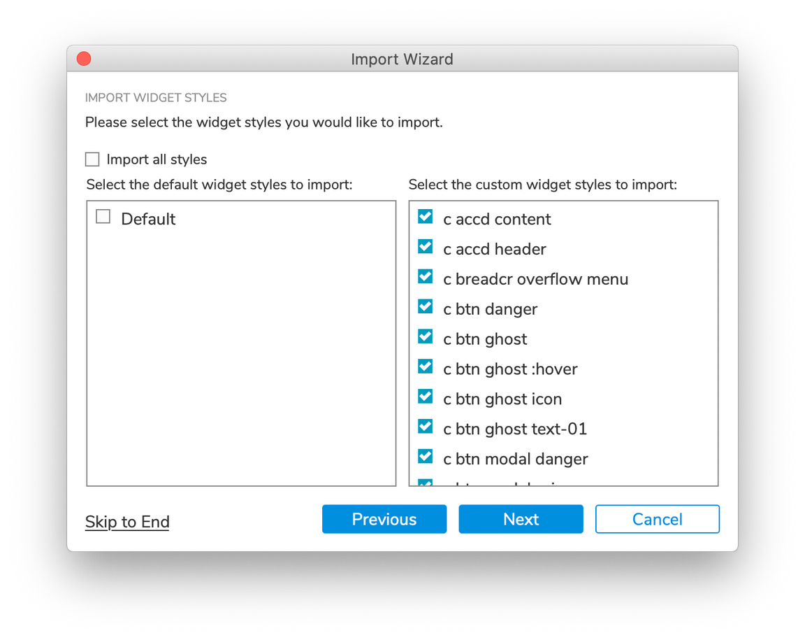 Axure wizard settings Axure wizard settings